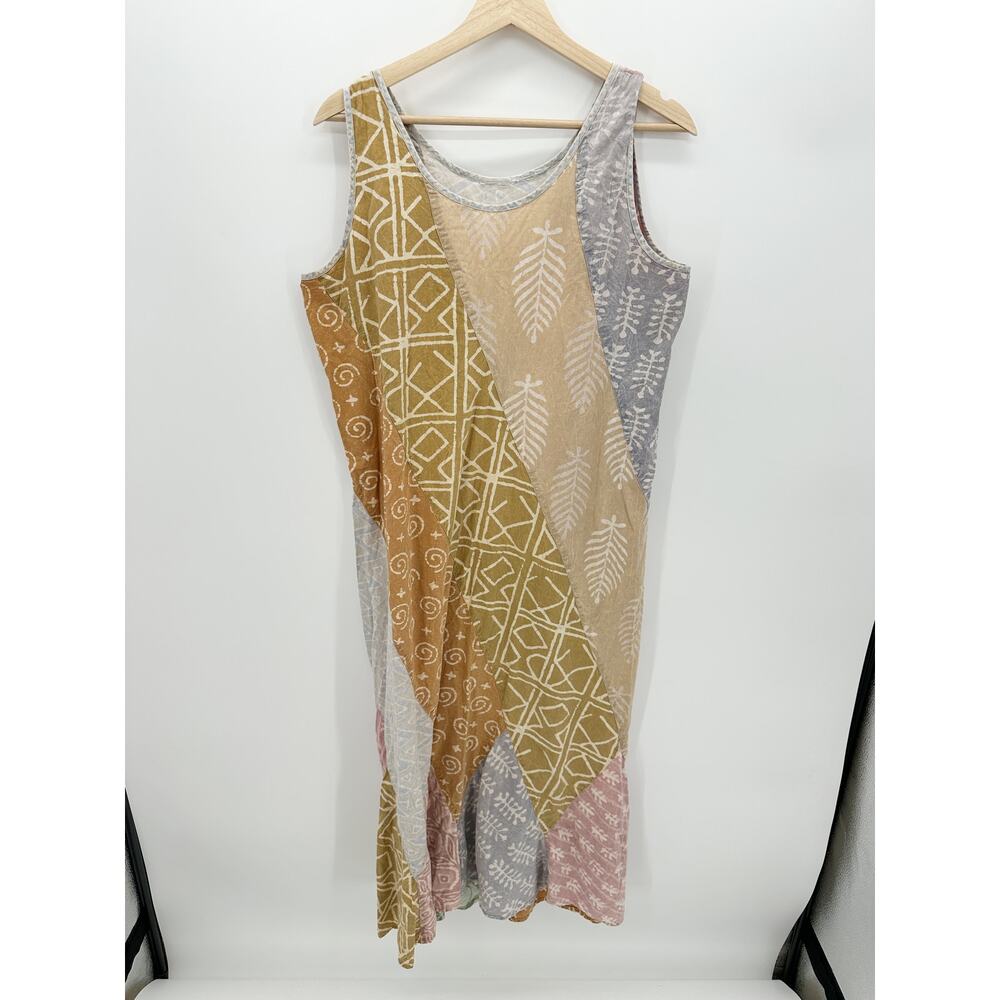 Lagenlook Maxi Long Dress Asymmetrical Sleeveless Boho Coastal Artsy Women Large